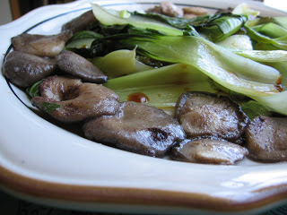 Oyster Mushroom Scallops with Baby Bok Choy